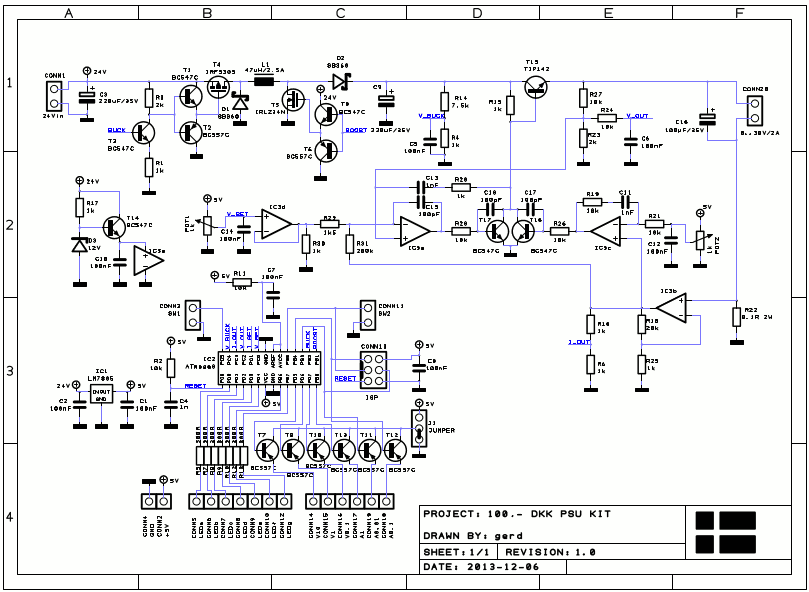 Stabilisiertes regelbares Netzteil Bausatz 2 - 30 VDC 5 Amax - B1096